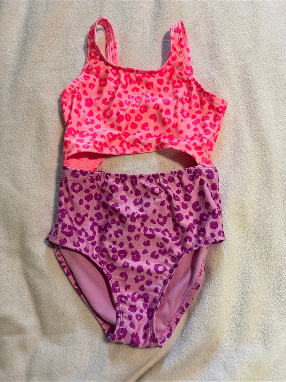 Cat & Jack Pink and Purple Leopard Print One-Piece Swimsuit